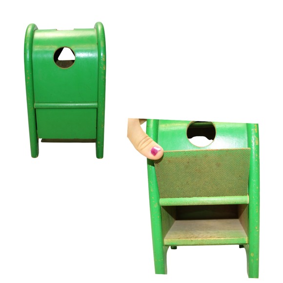 Vintage Playskool Postal Station Green Wooden Toy Mailbox with 6 Blocks - Picture 4 of 4